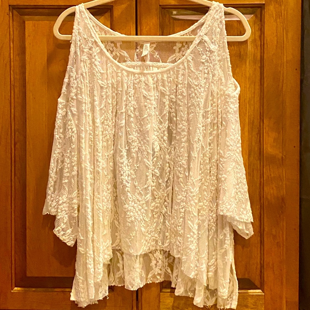 Free People Lace Cold Shoulder Top